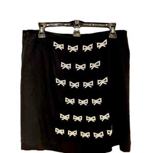 Draper James Black Coquette Bow Beaded Embellished Mini Skirt Women’s Size 8